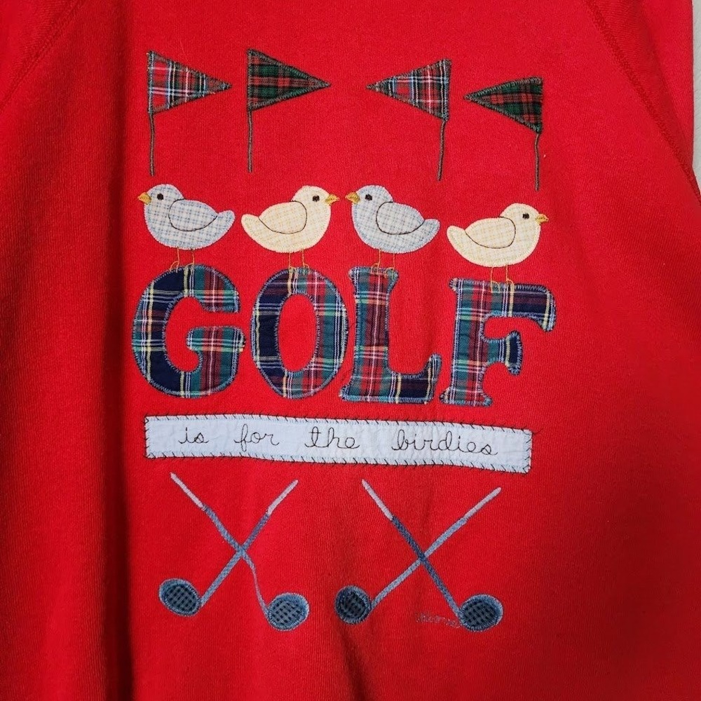 VALORIE SOCKWELL Folk Art Golf Appliqué‎ Collared Sweatshirt Preppy VTG 90's L - Picture 5 of 10